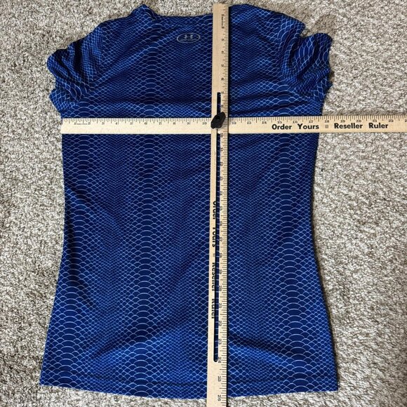Under Armour Shirt Womens Medium Blue HeatGear V Neck Athletic Running Workout - Picture 6 of 8